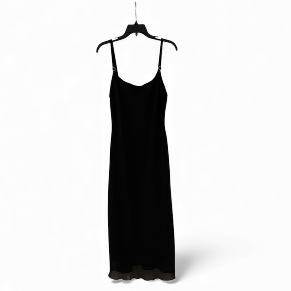 CONNECTED APPAREL Classic Black Dress with Silver Strap Detailing